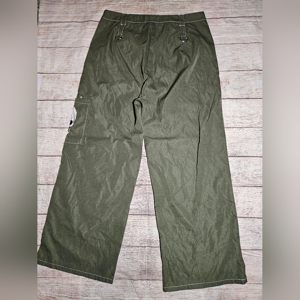 Romwe Fairycore Skull Print Green Wide Leg Cargo Pants - Picture 5 of 10